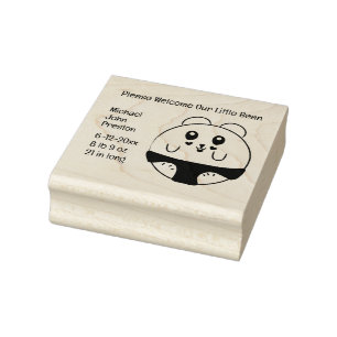 Baby Announcement Arrival Cute Cartoon Animal Rubber Stamp