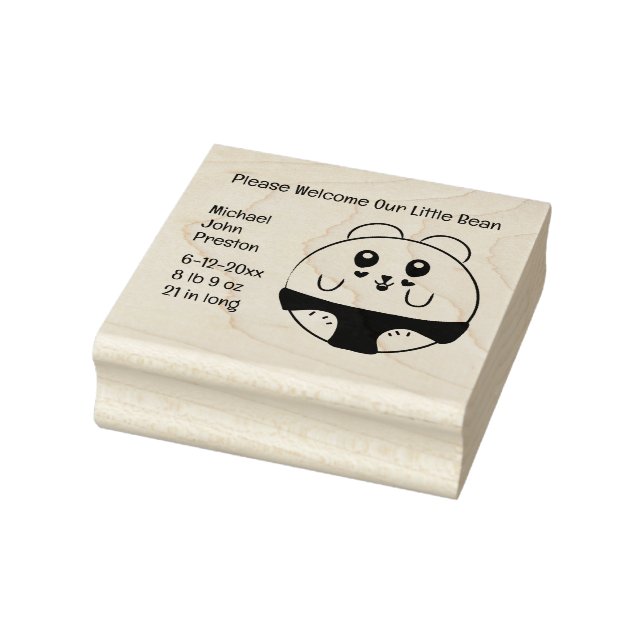 Baby Announcement Arrival Cute Cartoon Animal   Rubber Stamp (Stamp)