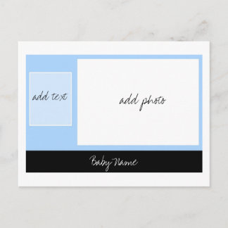 Baby Announcement: Blue Announcement Postcard