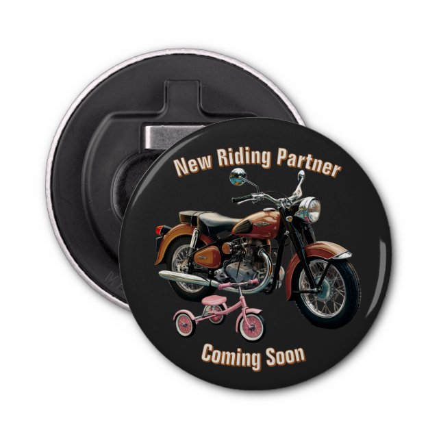 Baby Announcement Button Bottle Opener (Front)