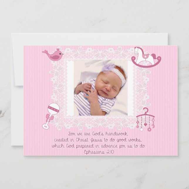 Baby Announcement, Christian Scripture for Girl Announcement (Front)