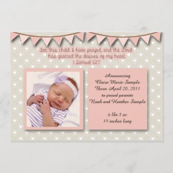 Baby Announcement  Christian Scripture For Girl Invitation by hkimbrell at Zazzle