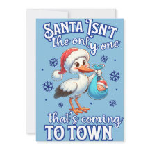 Baby Announcement Christmas Arrival Santa Stork