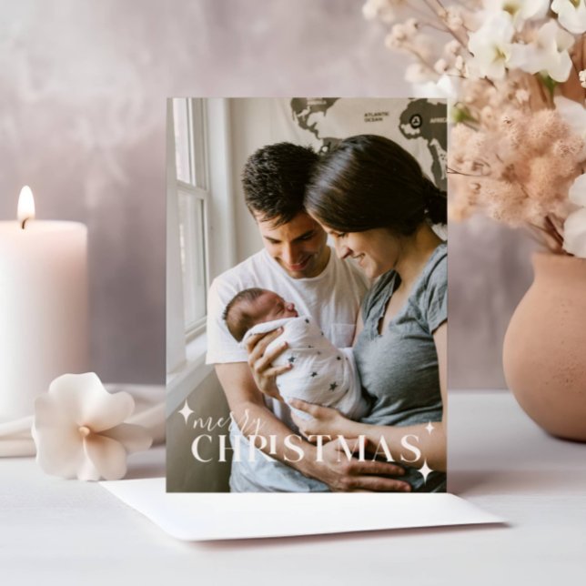 Baby Announcement Christmas Photo Holiday Card (Creator Uploaded)