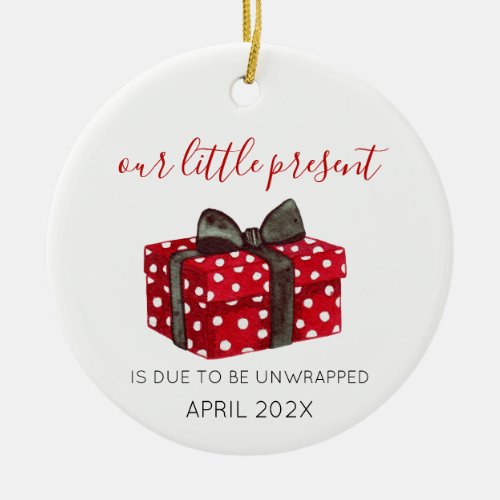 Baby Announcement Christmas present Ceramic Ornament