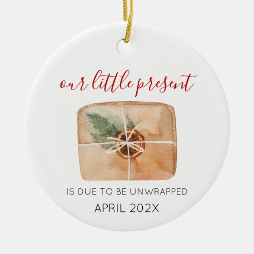 Baby Announcement Christmas present Ceramic Ornament