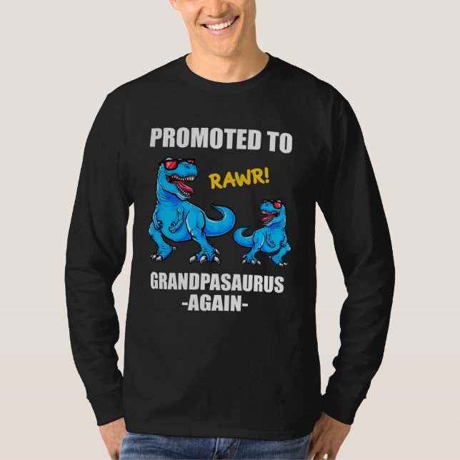 Baby Announcement Dinosaur  Promoted To Grandpasau T-Shirt (Front)