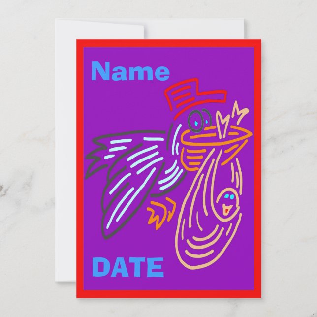 Baby Announcement, edit name, colors Announcement (Front)