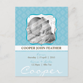 BABY ANNOUNCEMENT :: elegantly framed 1 Postcard