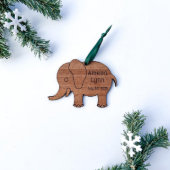Baby Announcement Elephant Wooden Ornament (Front)