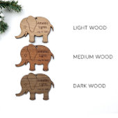 Baby Announcement Elephant Wooden Ornament (Front)