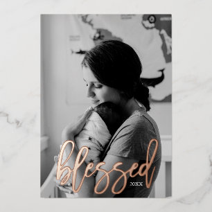 Baby Announcement Foil Blessed Holiday Card