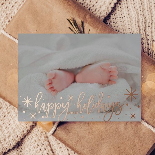 Baby Announcement Foil Happy Holidays Card