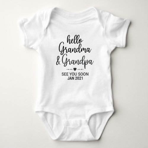 Baby Announcement for Grandparent Hello Grandma Baby Bodysuit