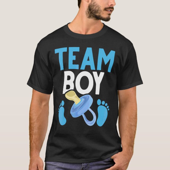 Baby Announcement Future Parents Team Boy Gender R T-Shirt (Front)