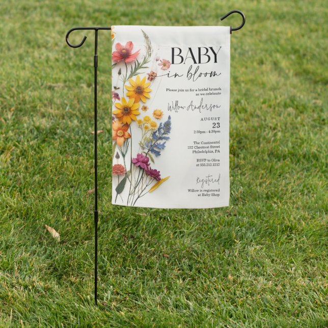 Baby Announcement Garden Flag Baby in Bloom (In SItu)