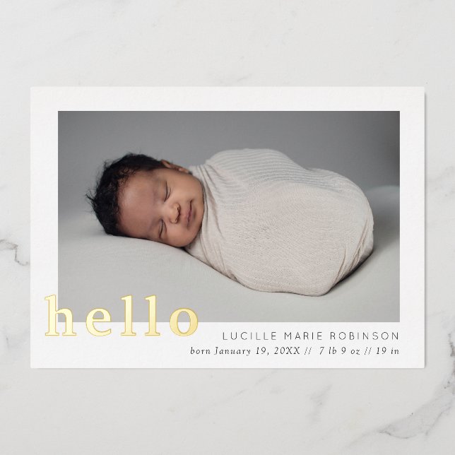 Baby Announcement Hello Scripted (Front)