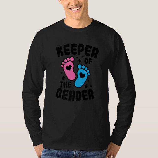 Baby Announcement Keeper Of The Gender Reveal Mom  T-Shirt (Front)