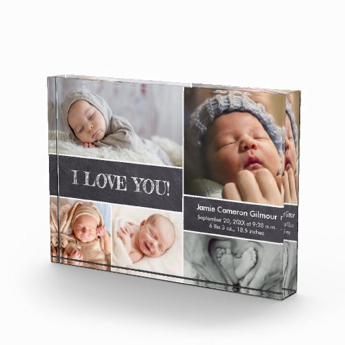 Baby Announcement Love Newborn Stats Photo collage