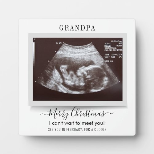 Baby Announcement Merry Christmas Grandpa Plaque