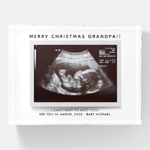 Baby Announcement Merry Christmas Ultrasound Photo Paperweight