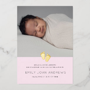 Baby Announcement Modern baby foot - girl