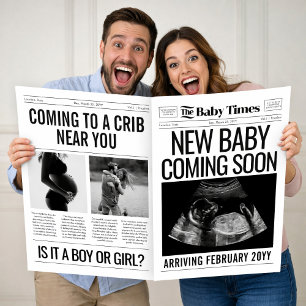 Baby Announcement Newspaper Pregnancy Photo Prop Card