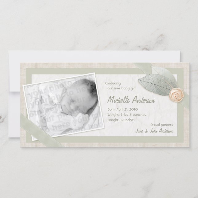 Baby Announcement Personalized photo card (Front)