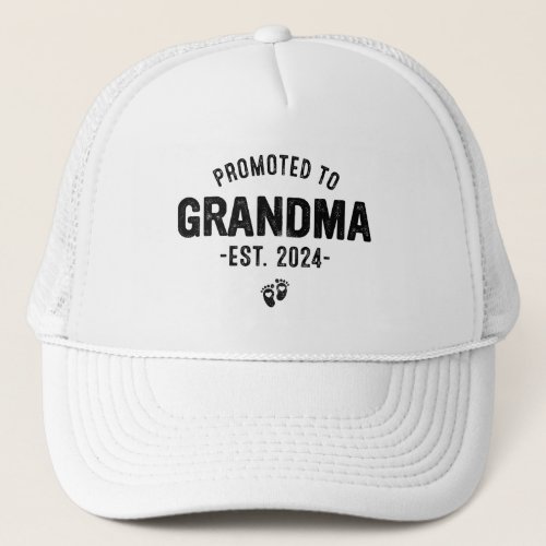 Baby Announcement Promoted to Grandma est 2024 Trucker Hat