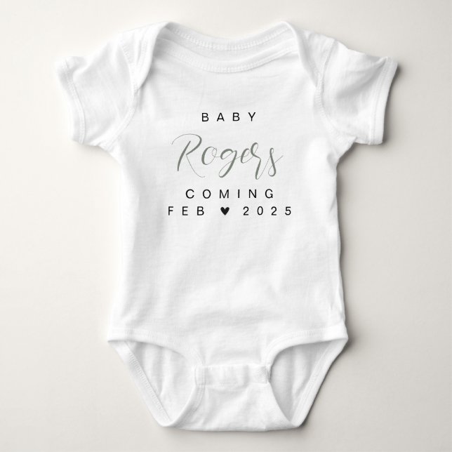 Baby Announcement Reveal Name Surname Family 2025 Baby Bodysuit (Front)