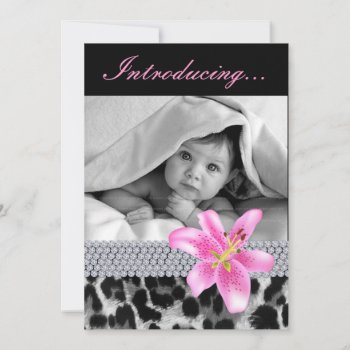 Baby Announcement Shower Leopard Lily Flower by BabyDelights at Zazzle