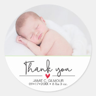 Personalised Image Birth Baby Announcement Stickers Thank You Sweets Cake-N445 