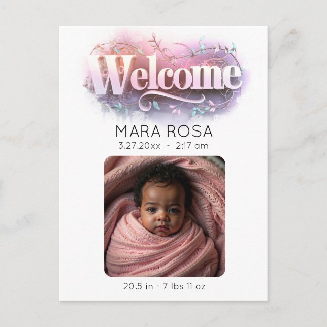 *~* Baby AP79 Newborn Birth Announcement PHOTO Postcard (Front)