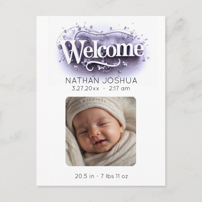 *~* Baby AP79 Newborn Birth Announcement PHOTO Postcard (Front)