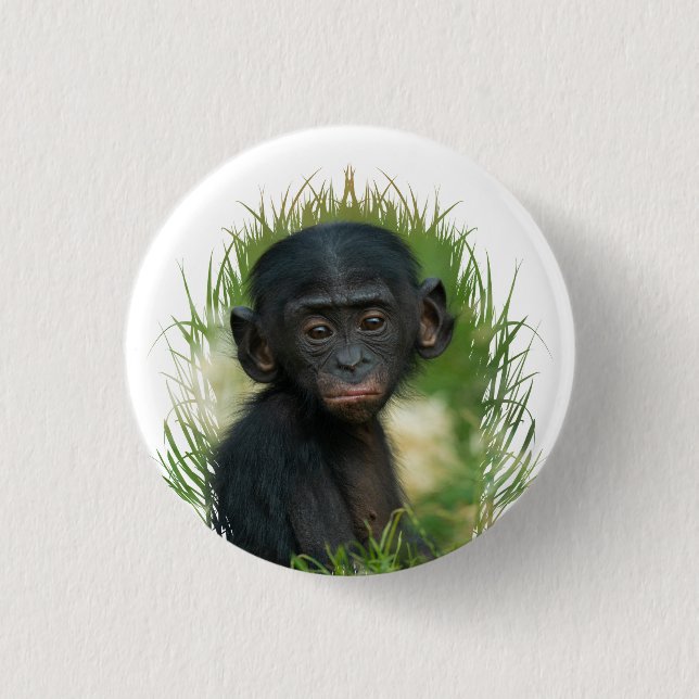 Baby Ape In the Grass Button (Front)