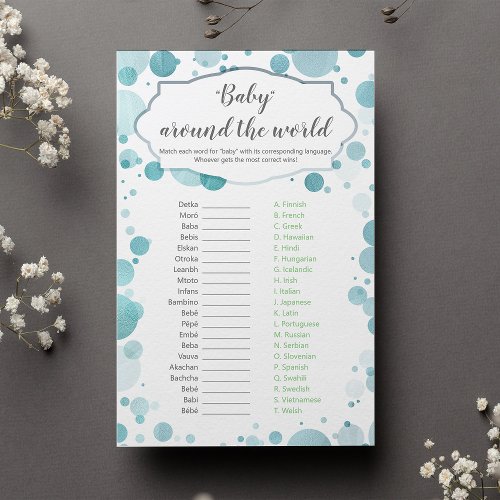 Baby around the world Blue Baby Boy Shower Game