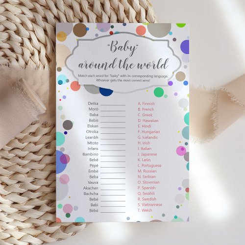 Baby around the world Colorful Baby Shower Game