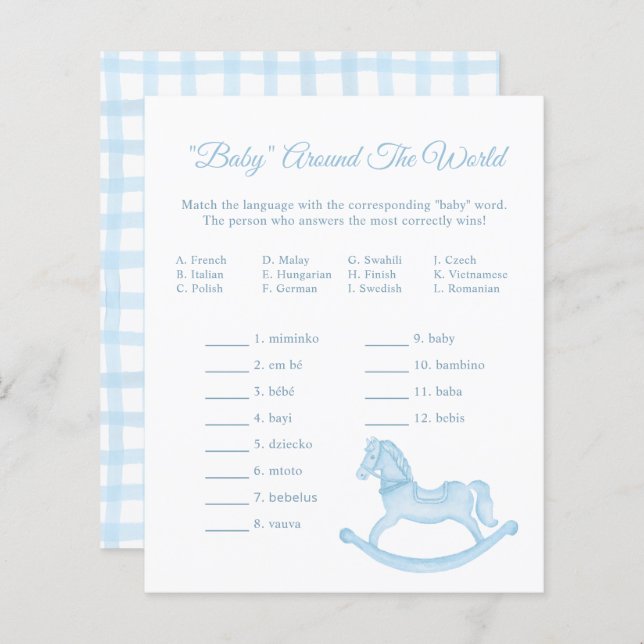 Baby Around the World Game – Blue Shower Activity (Front/Back)