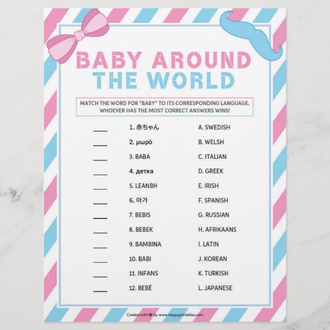 Baby Around The World [Gender Surprise] Letterhead (Front)