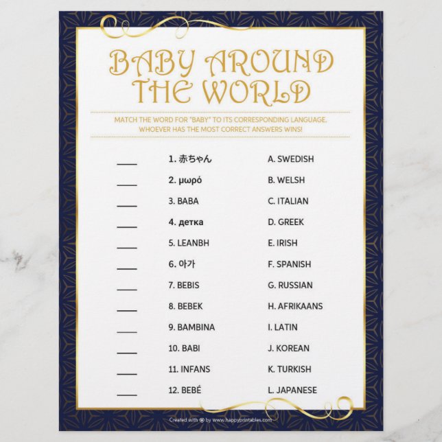 Baby Around The World [Golden Blue] Letterhead (Front)