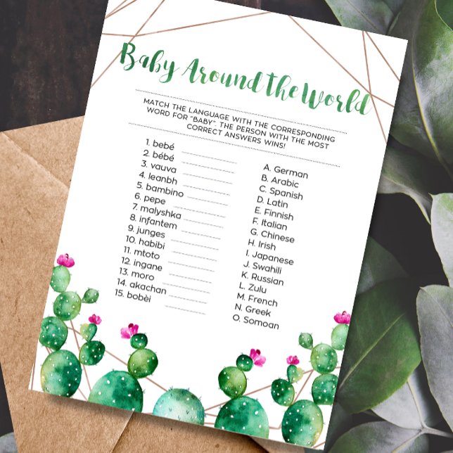 Baby Around the World Shower Game Card (Creator Uploaded)