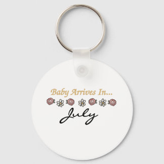 Baby Arrives in July Keychain