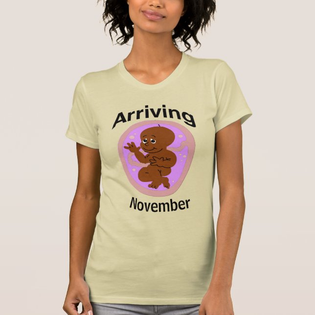 Baby Arriving, add month, personalize Plus Size T- T-Shirt (Front)