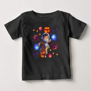 Baby Astronaut Exploring Colorful Planet Galaxy Baby T-Shirt