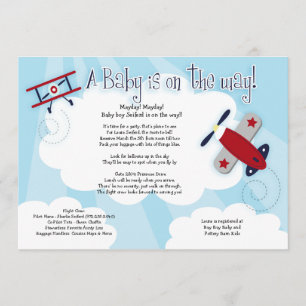 BABY AVIATOR Airplane 5x7 Baby Shower Invitation