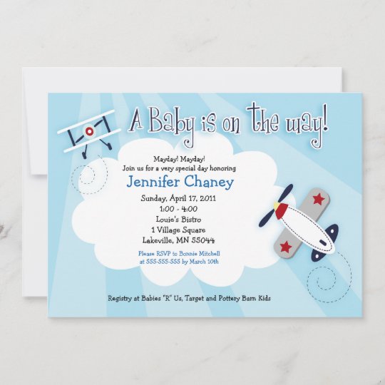 BABY AVIATOR Airplane 5x7 Baby Shower Invitation | Zazzle.com