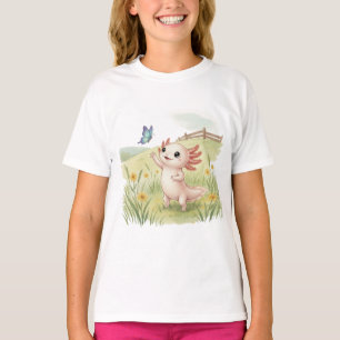 Baby Axolotl Catching a Butterfly T-Shirt