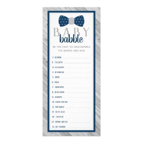 Baby Babble Word Scramble Baby Shower Game Rack Card