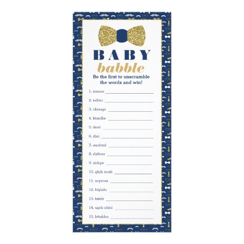 Baby Babbly Word Scramble Game Bow Tie Rack Card