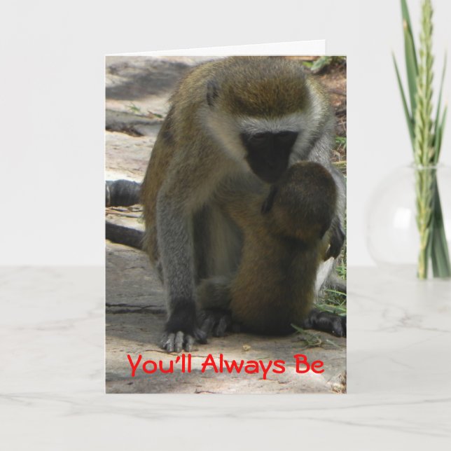 Baby Baboon Valentine Holiday Card (Front)